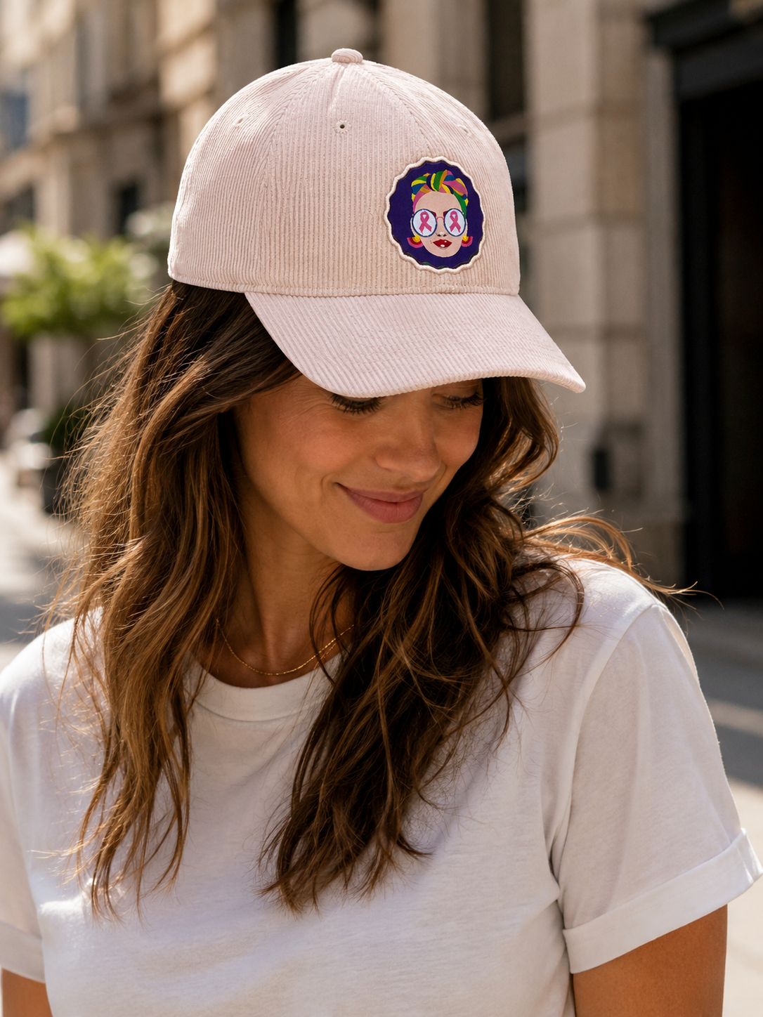 Casquette velours côtelé Cancer du sein