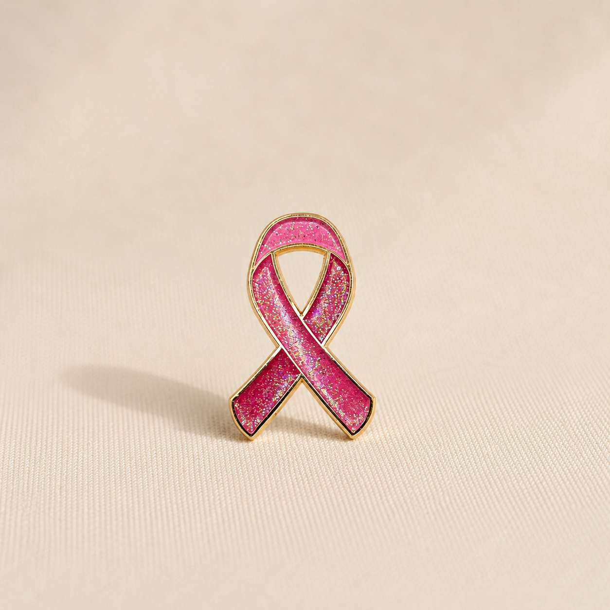 Pin's RUBAN ROSE PAILLETÉ- Cancer du sein