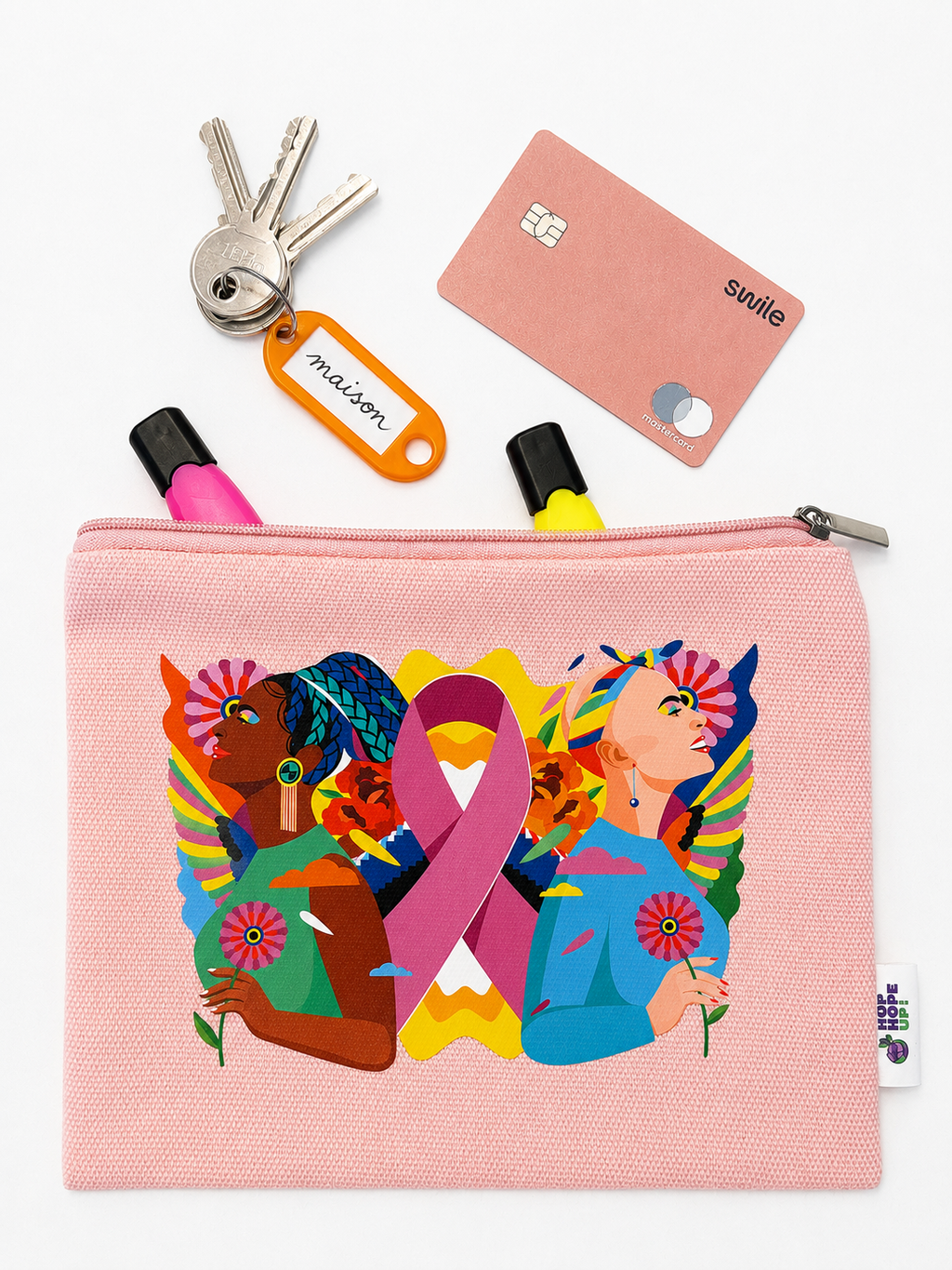 Pochette accessoires zippée Cancer du sein